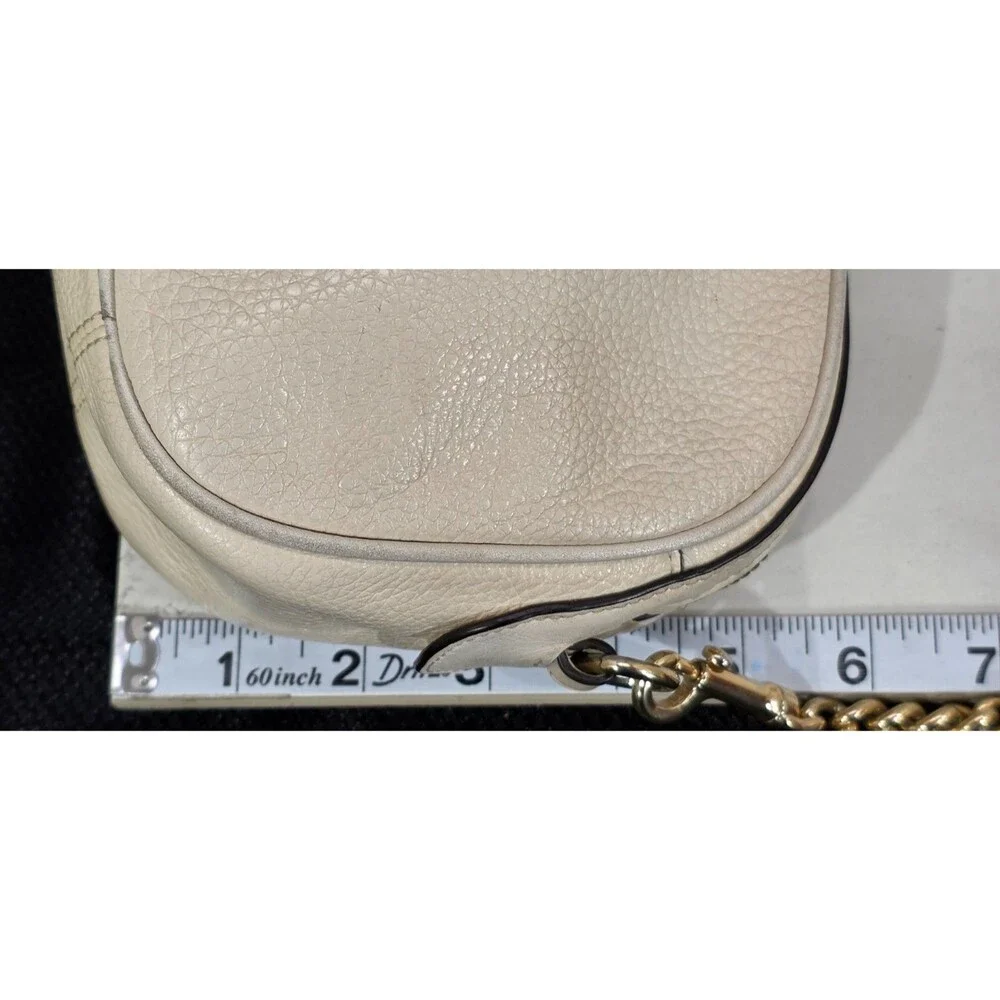 Coach Isla Small Leather Crossbody Bag Ivory Bow Chain Strap Coquette Preppy - Picture 14 of 15
